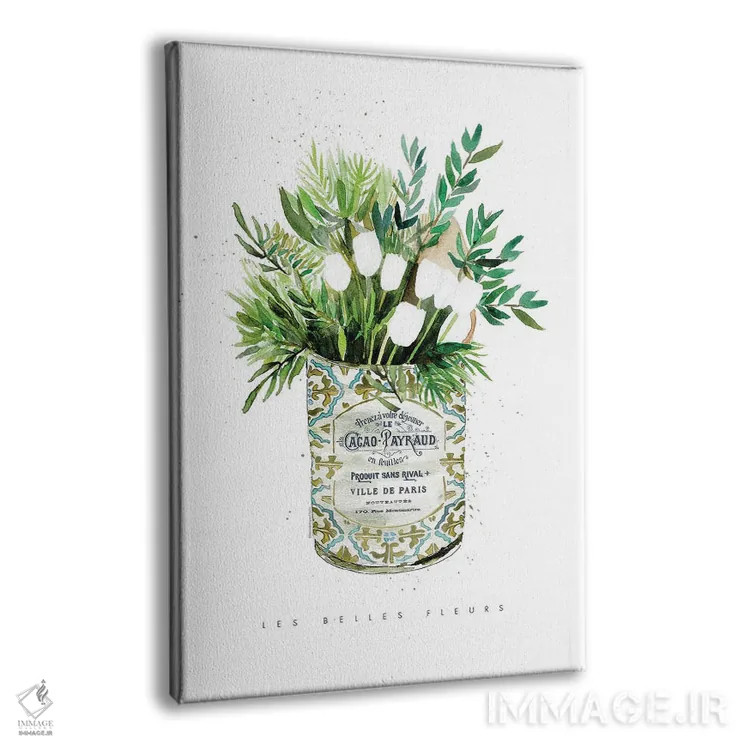 تابلو دکوراتیو "لاله ها در قوطی قدیمی" اثر مرسدس لوپز چارو - نمای پرسپکتیو محصول