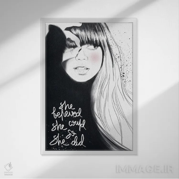 تابلو دکوراتیو "او باور داشت که می تواند" اثر مرسدس لوپز چارو - نمای قابدار سفید