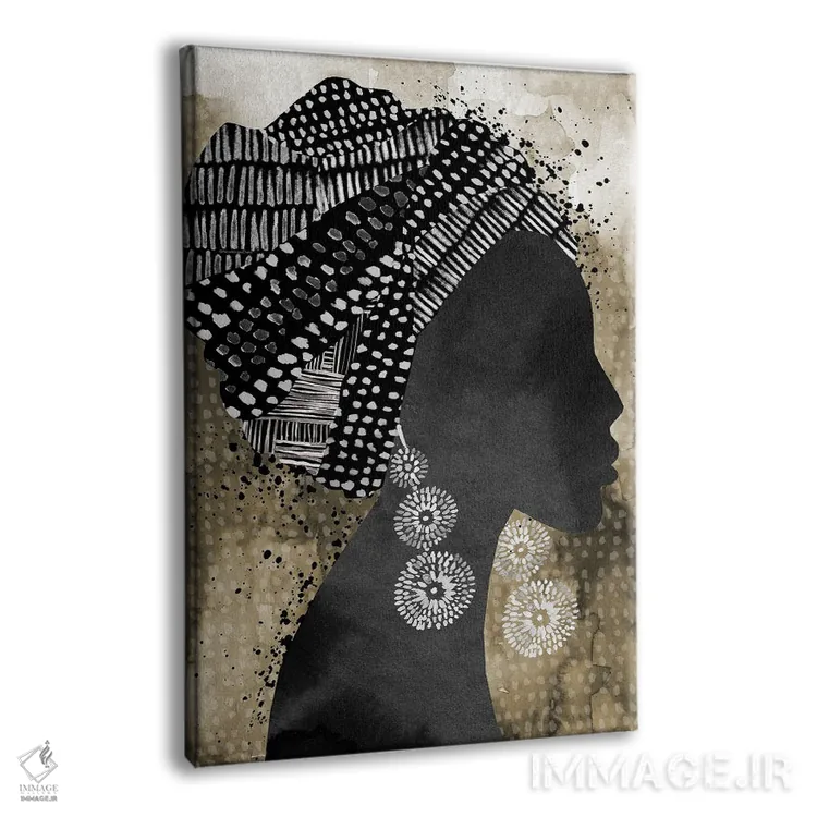 تابلو دکوراتیو "زن آفریقایی با روسری" اثر مرسدس لوپز چارو - نمای پرسپکتیو محصول