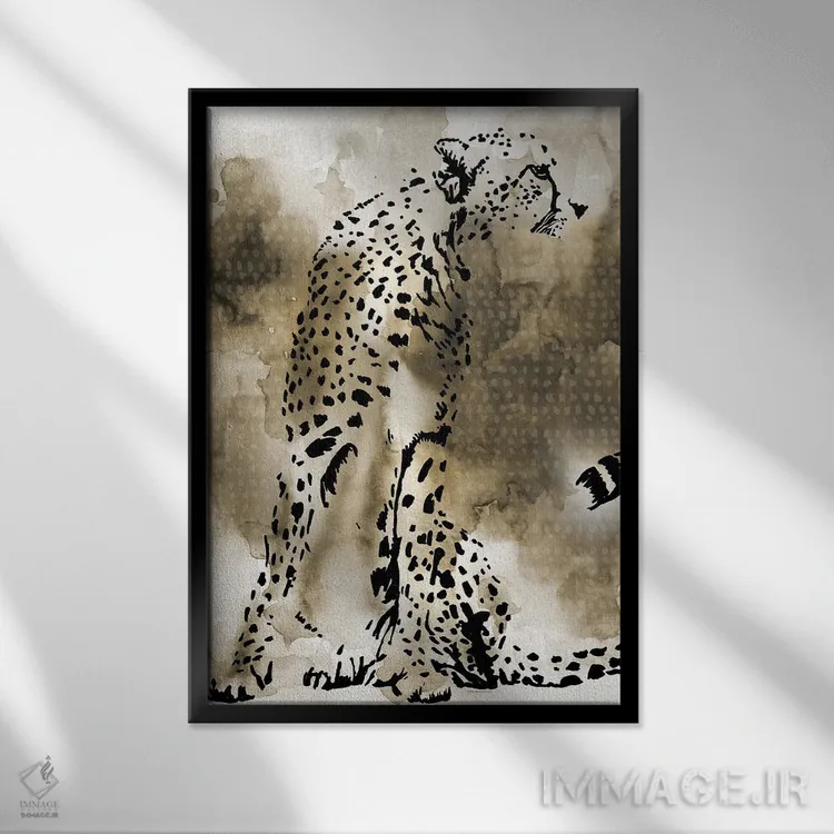 تابلو دکوراتیو "یوزپلنگ" اثر مرسدس لوپز چارو - نمای قابدار مشکی