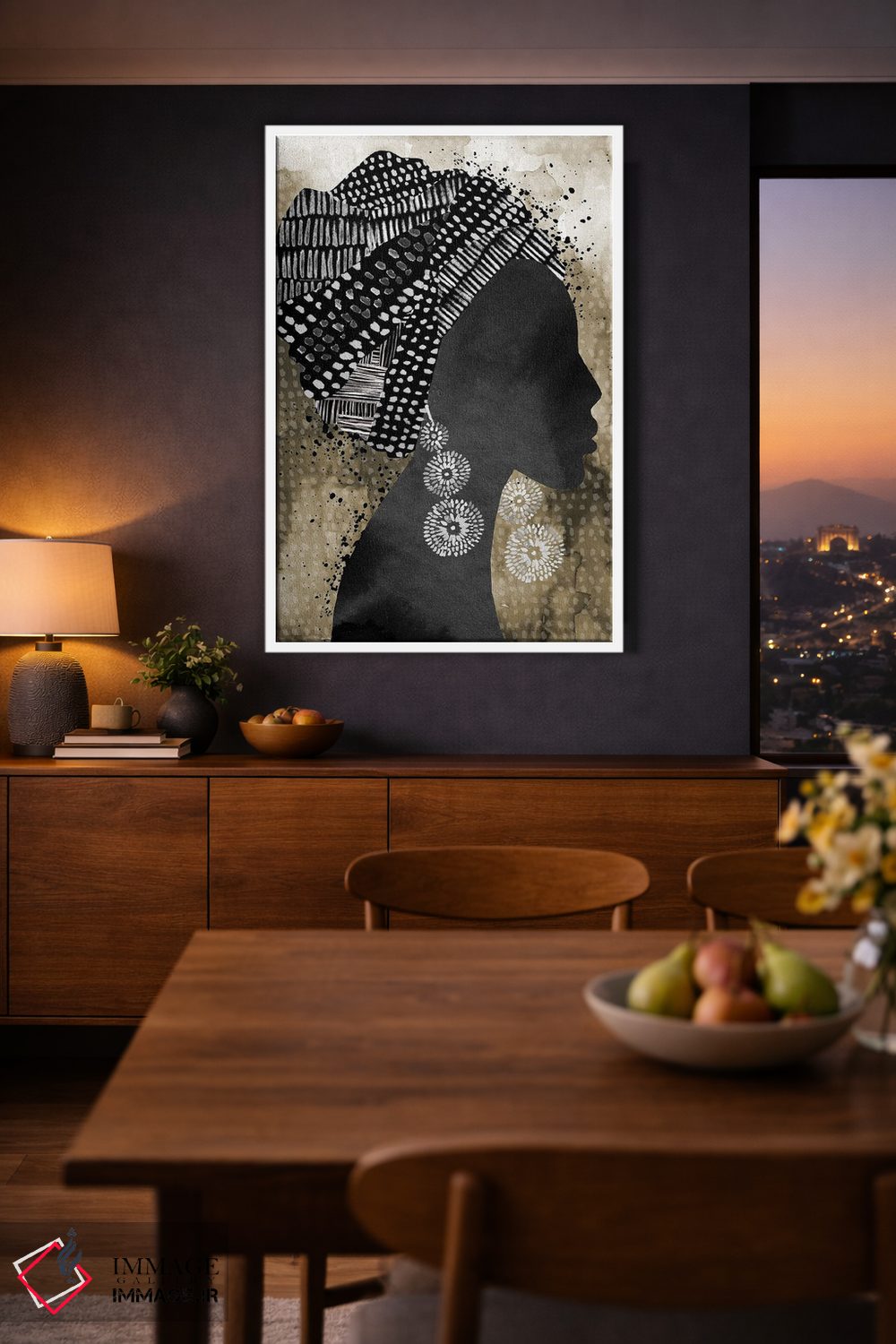 تابلو دکوراتیو "زن آفریقایی با روسری" اثر مرسدس لوپز چارو - D1W