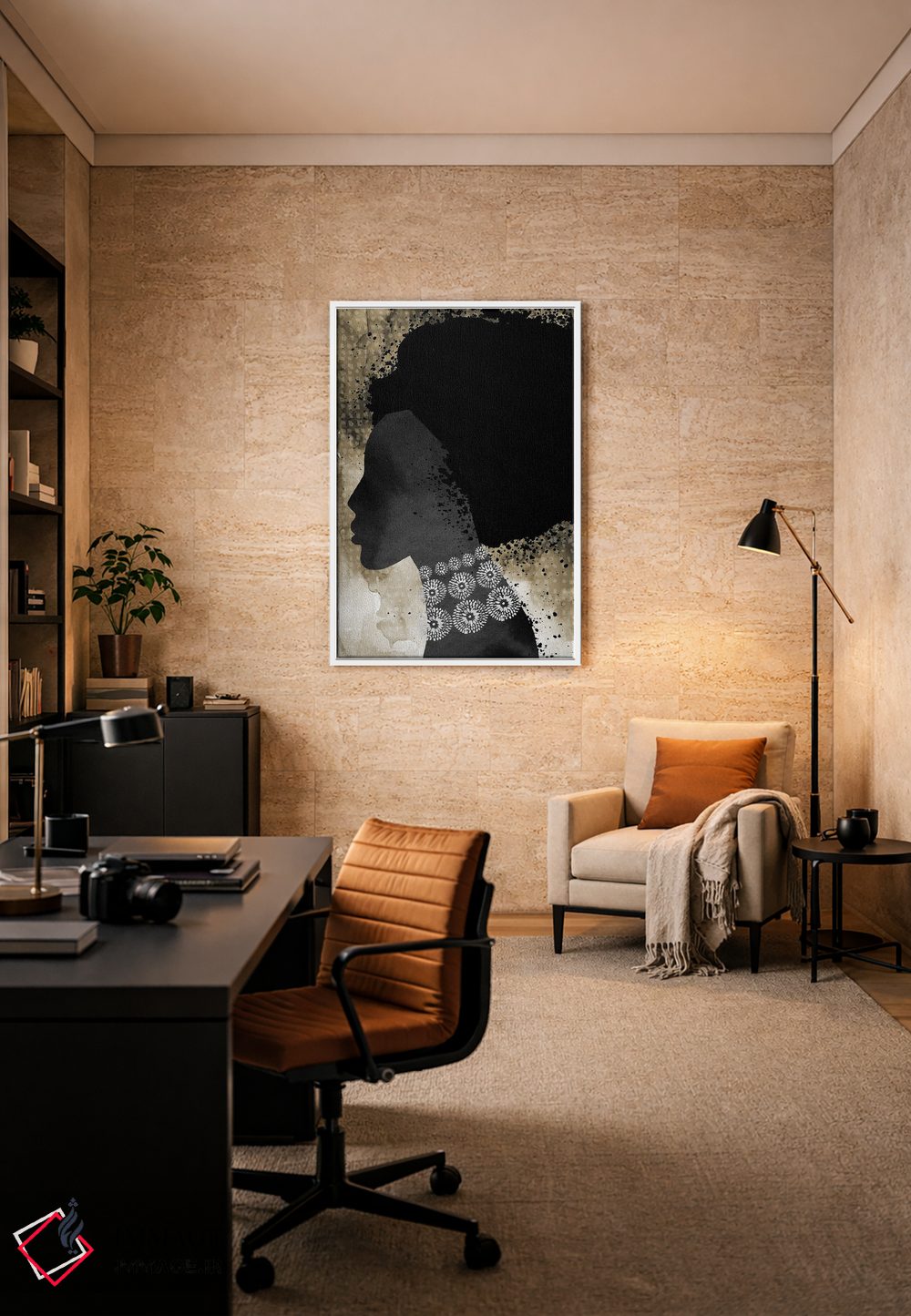 تابلو دکوراتیو "زن آفریقایی با موهای افرو" اثر مرسدس لوپز چارو - D5W