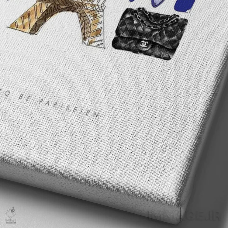 تابلو دکوراتیو "چگونه یک پاریسی باشیم" اثر مرسدس لوپز چارو - نمای نزدیک بافت بوم