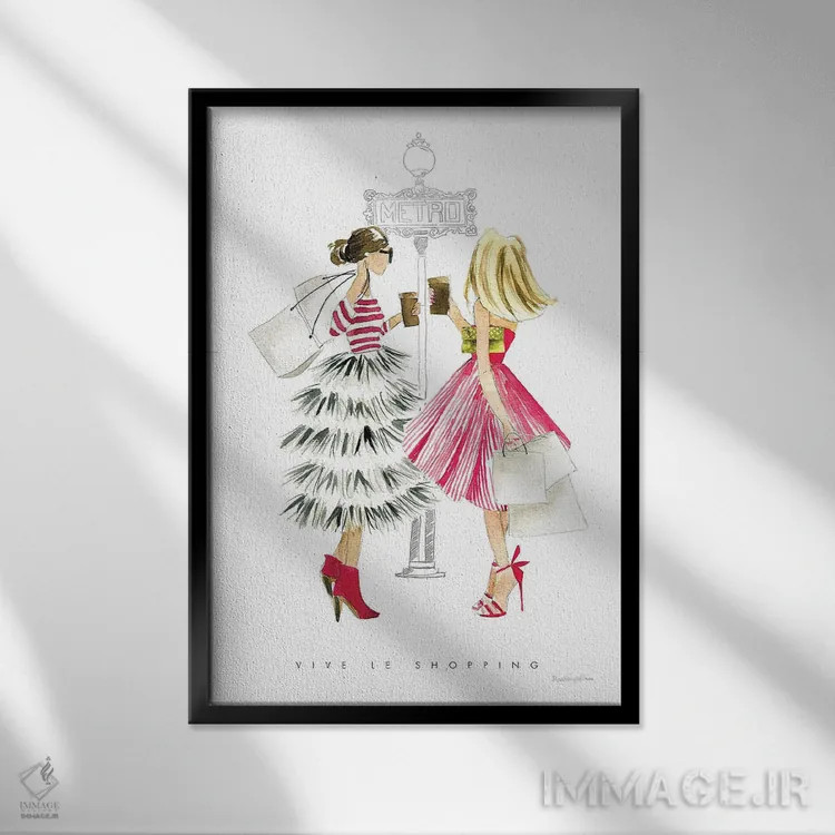 تابلو دکوراتیو "دوست های دختر پاریس II" اثر مرسدس لوپز چارو - نمای قابدار مشکی