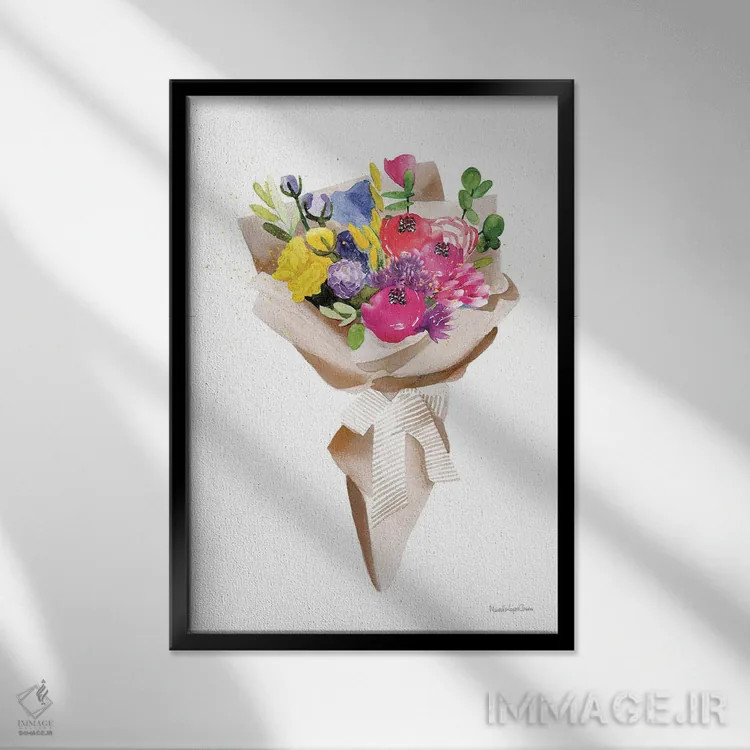 تابلو مینیمال "گل های خوشحال" اثر مرسدس لوپز چارو - نمای قابدار مشکی