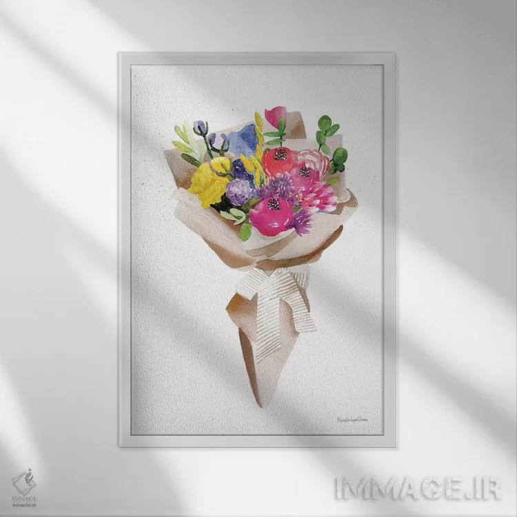 تابلو مینیمال "گل های خوشحال" اثر مرسدس لوپز چارو - نمای قابدار سفید