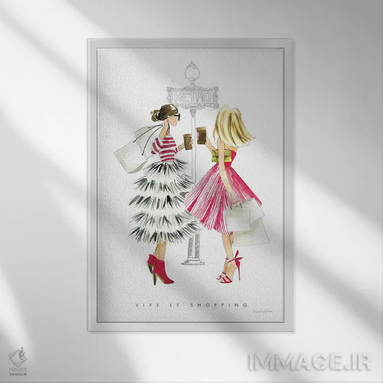 تابلو دکوراتیو "دوست های دختر پاریس II" اثر مرسدس لوپز چارو - نمای قابدار سفید