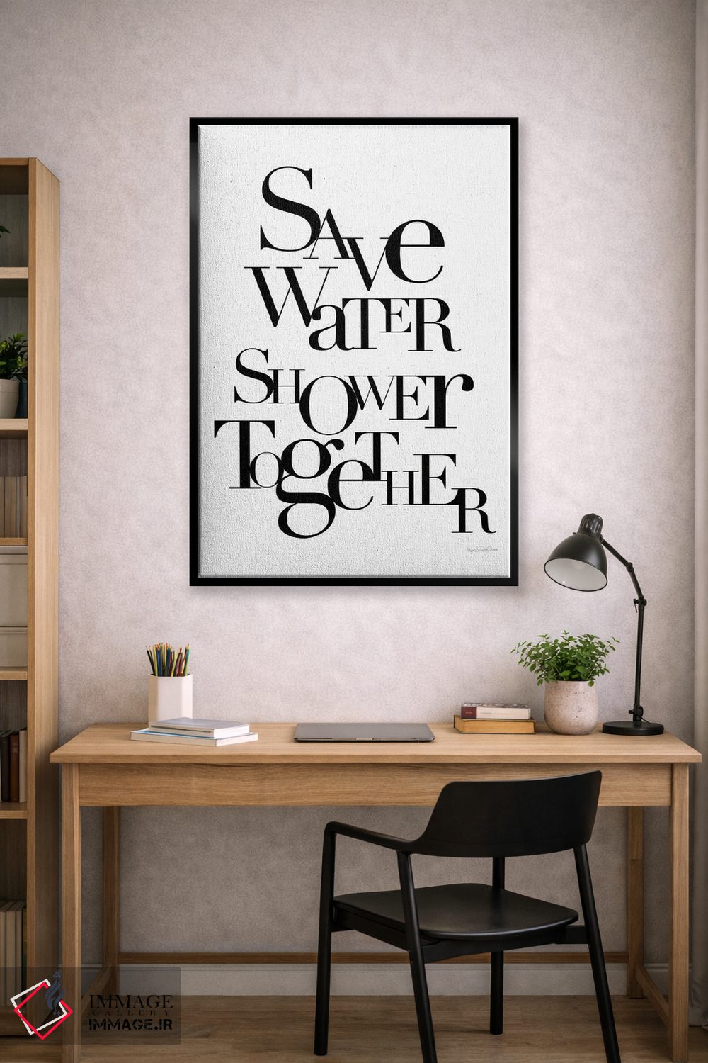 تابلو دکوراتیو "آب را ذخیره کن، با هم دوش بگیر" اثر مرسدس لوپز چارو - D3B