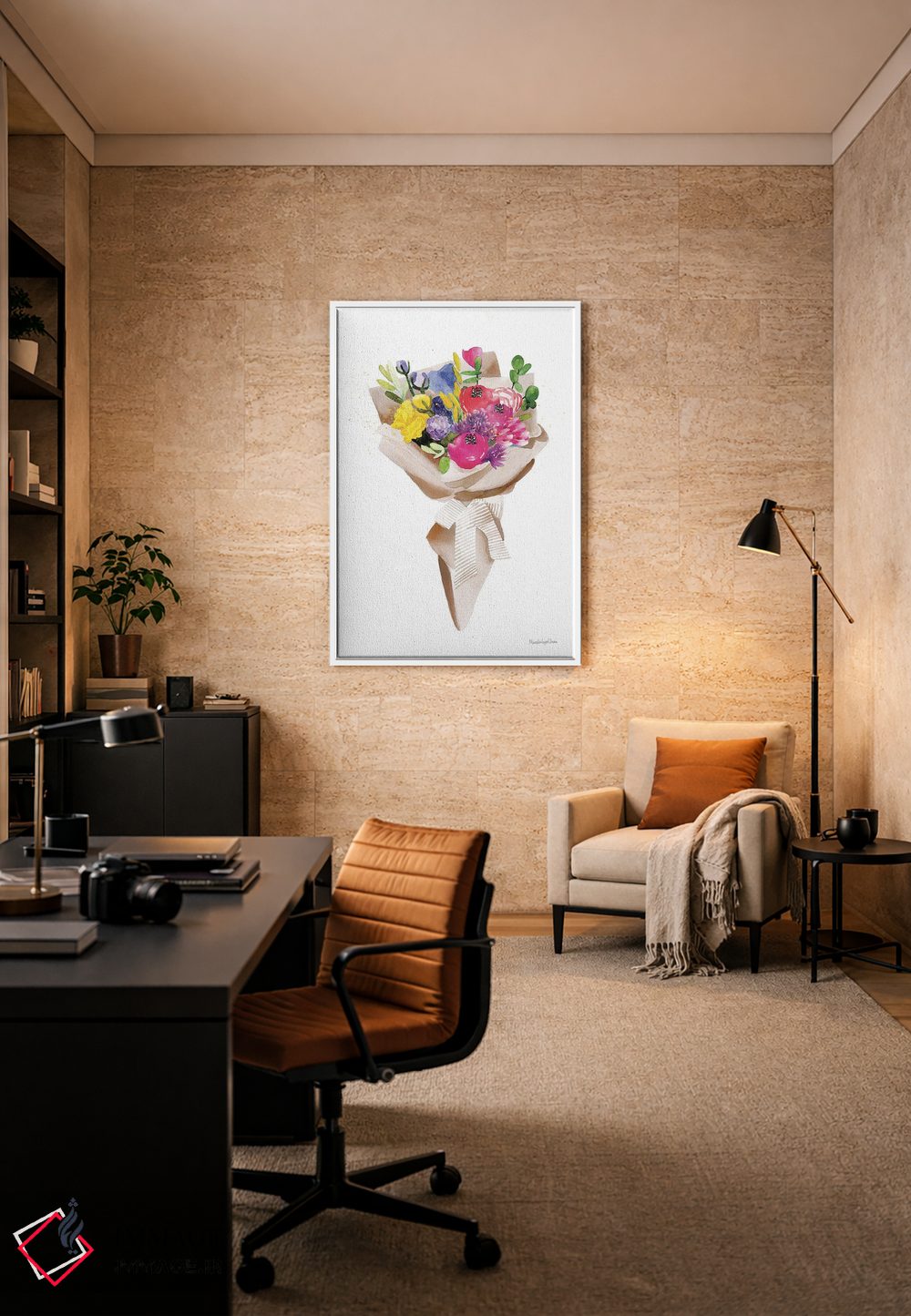 تابلو مینیمال "گل های خوشحال" اثر مرسدس لوپز چارو - D6W