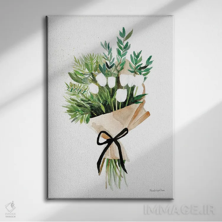 تابلو دکوراتیو "لاله های سفید" اثر مرسدس لوپز چارو - نمای روبهرو روی دیوار