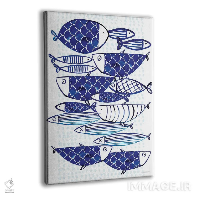 تابلو مینیمال "ماهی آبی III" اثر مرسدس لوپز چارو - نمای پرسپکتیو محصول