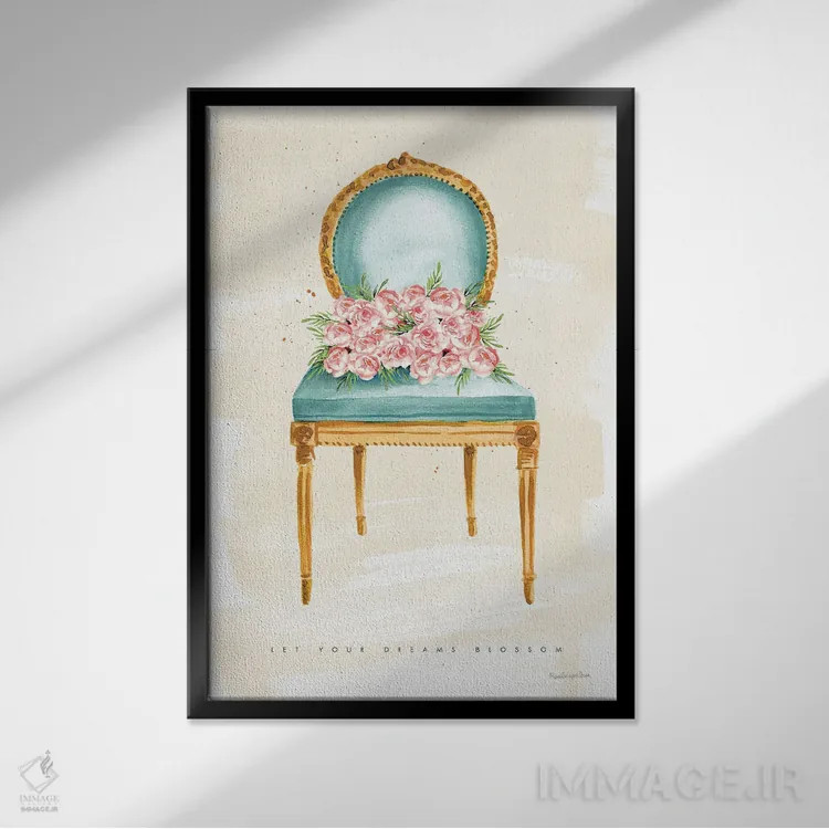 تابلو دکوراتیو "نشسته زیبا II" اثر مرسدس لوپز چارو - نمای قابدار مشکی