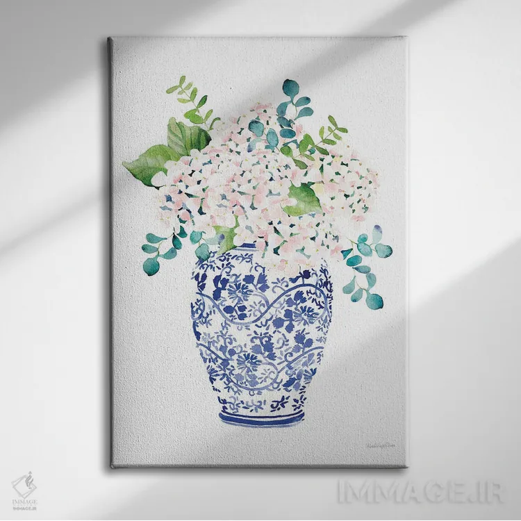 تابلو مدرن "گل قاصدک چینی II رنگ پریدگی" اثر مرسدس لوپز چارو - نمای روبهرو روی دیوار