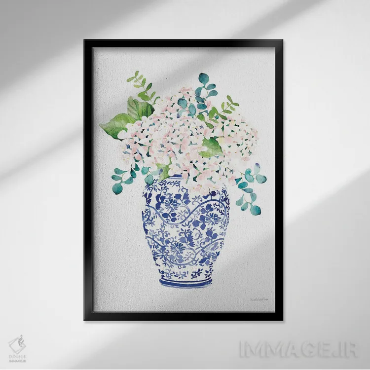 تابلو مدرن "گل قاصدک چینی II رنگ پریدگی" اثر مرسدس لوپز چارو - نمای قابدار مشکی