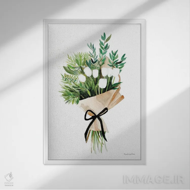 تابلو دکوراتیو "لاله های سفید" اثر مرسدس لوپز چارو - نمای قابدار سفید