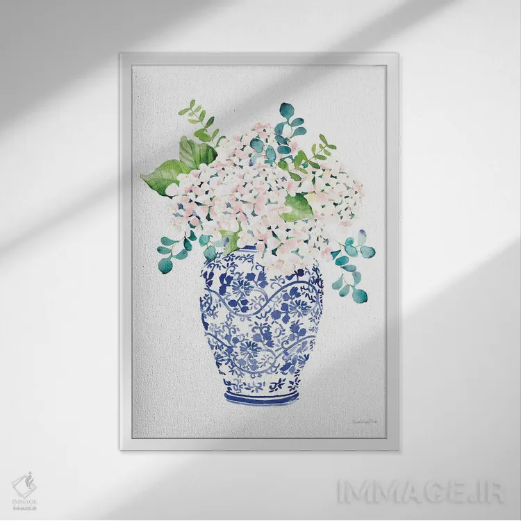 تابلو مدرن "گل قاصدک چینی II رنگ پریدگی" اثر مرسدس لوپز چارو - نمای قابدار سفید