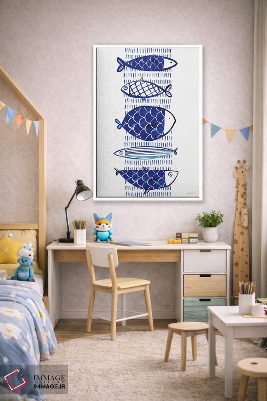 تابلو مینیمال "ماهی آبی I" اثر مرسدس لوپز چارو - D1W