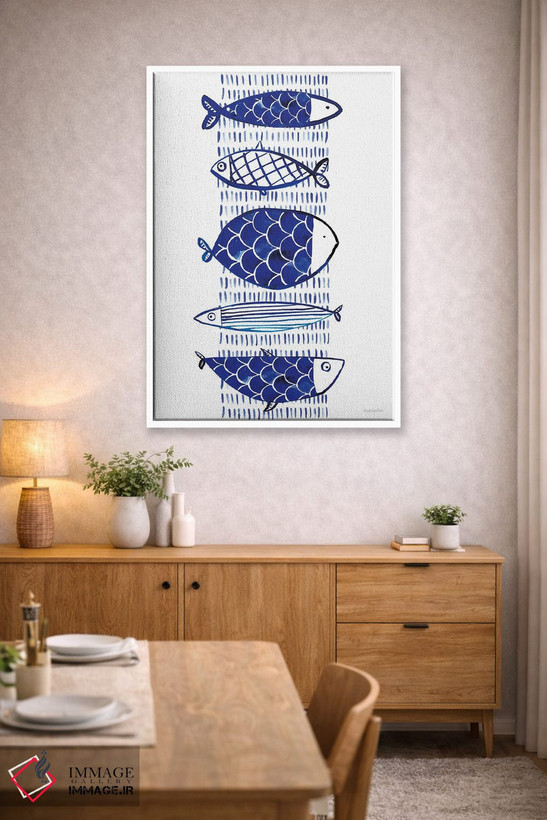 تابلو مینیمال "ماهی آبی I" اثر مرسدس لوپز چارو - D3W