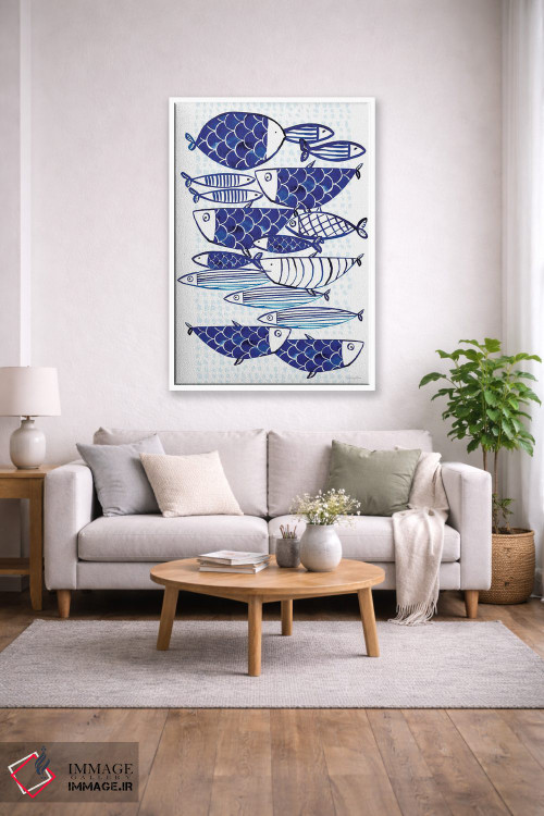 تابلو مینیمال "ماهی آبی III" اثر مرسدس لوپز چارو - D1W