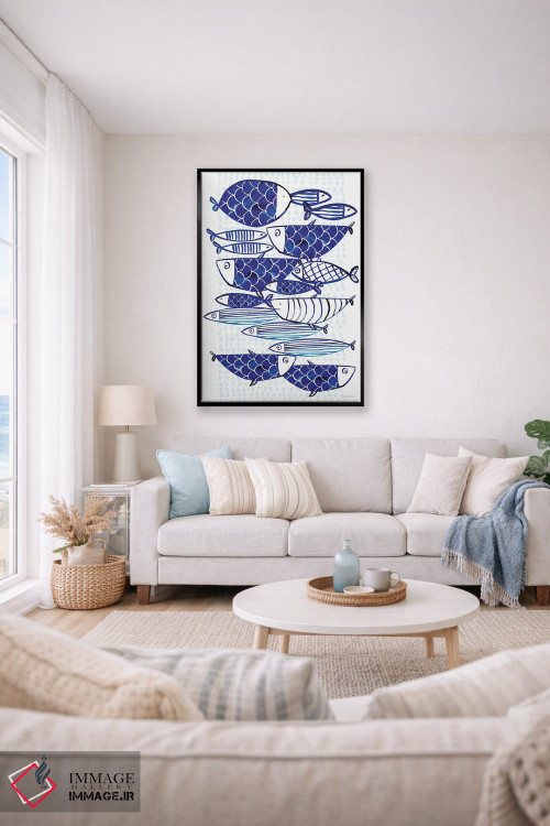 تابلو مینیمال "ماهی آبی III" اثر مرسدس لوپز چارو - D2B