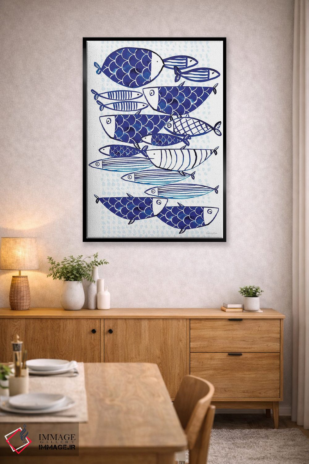 تابلو مینیمال "ماهی آبی III" اثر مرسدس لوپز چارو - D5B
