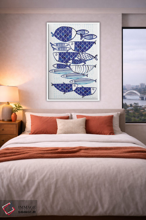 تابلو مینیمال "ماهی آبی III" اثر مرسدس لوپز چارو - D4W