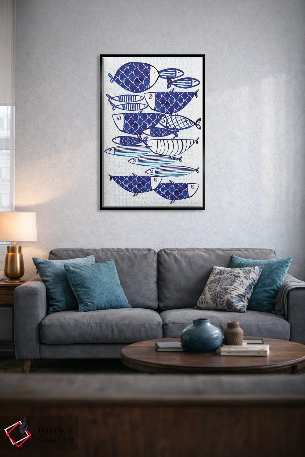 تابلو مینیمال "ماهی آبی III" اثر مرسدس لوپز چارو - D6B