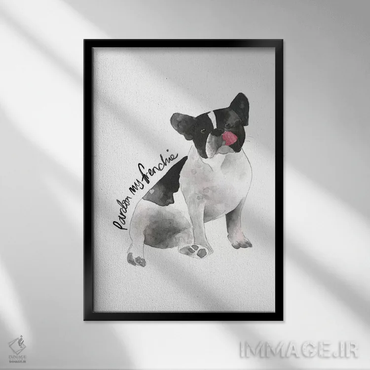 تابلو دکوراتیو "سگ فرانسوی" اثر مرسدس لوپز چارو - نمای قابدار مشکی