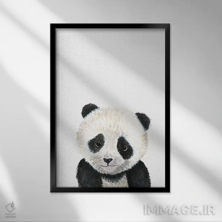 تابلو دکوراتیو "بچه پاندا" اثر مرسدس لوپز چارو - نمای قابدار مشکی