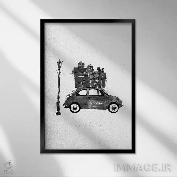 تابلو دکوراتیو "فیات قدیمی" اثر مرسدس لوپز چارو - نمای قابدار مشکی