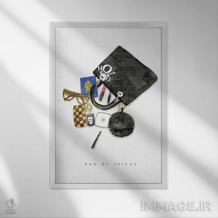 تابلو دکوراتیو "کیسه ای از حقه ها" اثر مرسدس لوپز چارو - نمای قابدار سفید