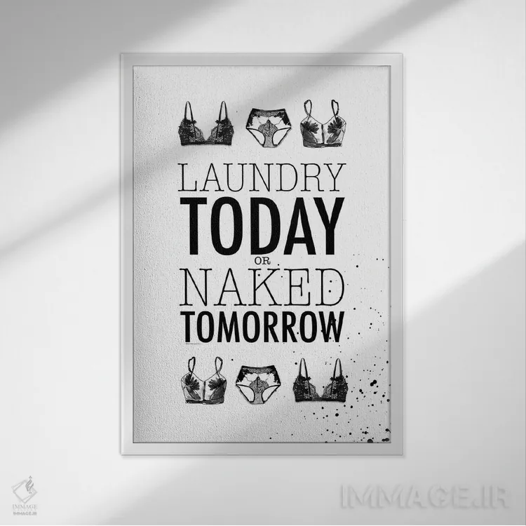 تابلو دکوراتیو "لباس شویی امروز" اثر مرسدس لوپز چارو - نمای قابدار سفید