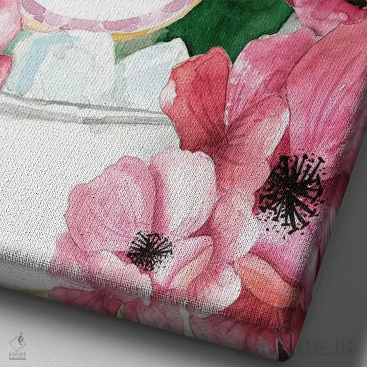 تابلو دکوراتیو "گل های لورن پریه" اثر مرسدس لوپز چارو - نمای نزدیک بافت بوم