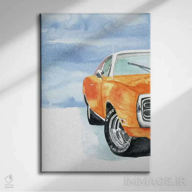 تابلو دکوراتیو خودروی دوج کلاسیک اثر مرسدس لوپز چارو - نمای روبهرو روی دیوار