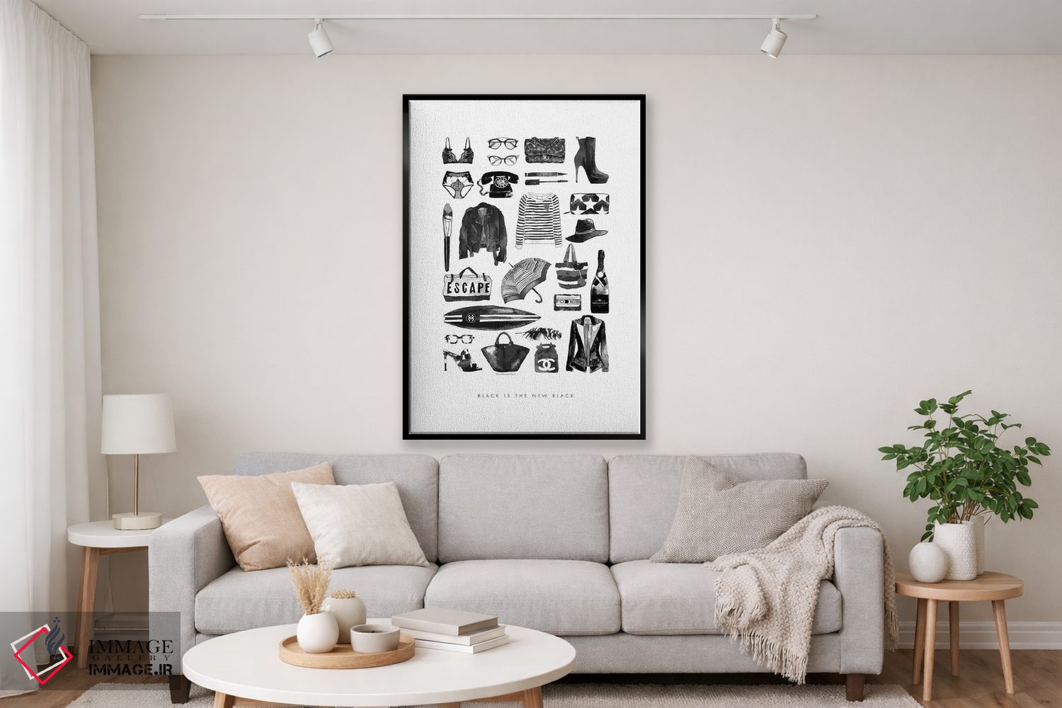 تابلو دکوراتیو اقلام مد سیاه اثر مرسدس لوپز چارو - D2B