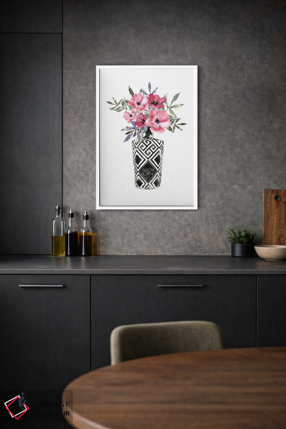 تابلو مینیمال شکوفه ها در بطری اثر مرسدس لوپز چارو - D1W