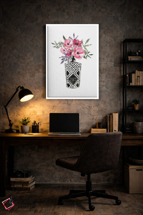 تابلو مینیمال شکوفه ها در بطری اثر مرسدس لوپز چارو - D4W