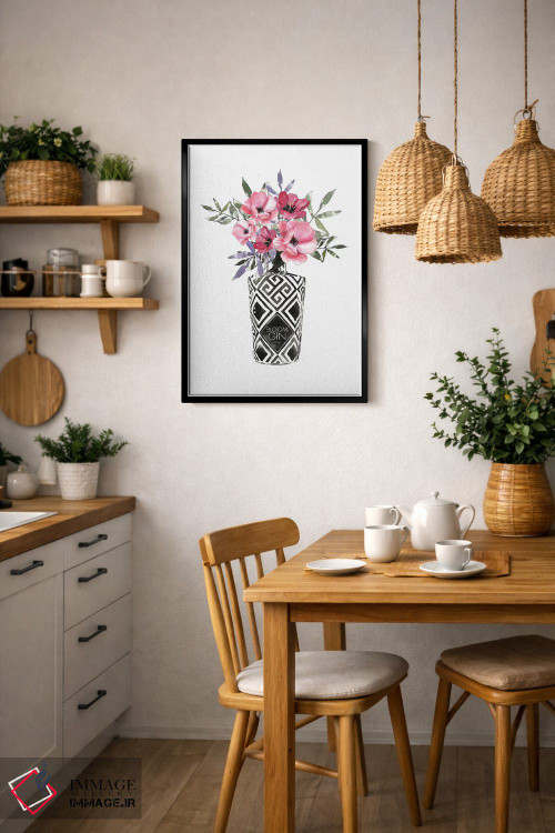 تابلو مینیمال شکوفه ها در بطری اثر مرسدس لوپز چارو - D5B