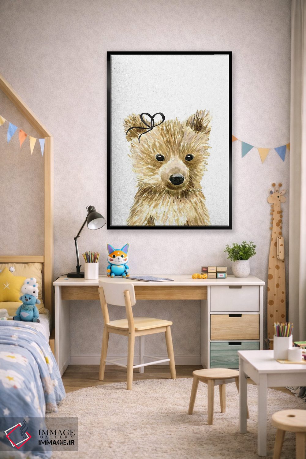 تابلو دکوراتیو خرس با پاپیون اثر مرسدس لوپز چارو - D1B