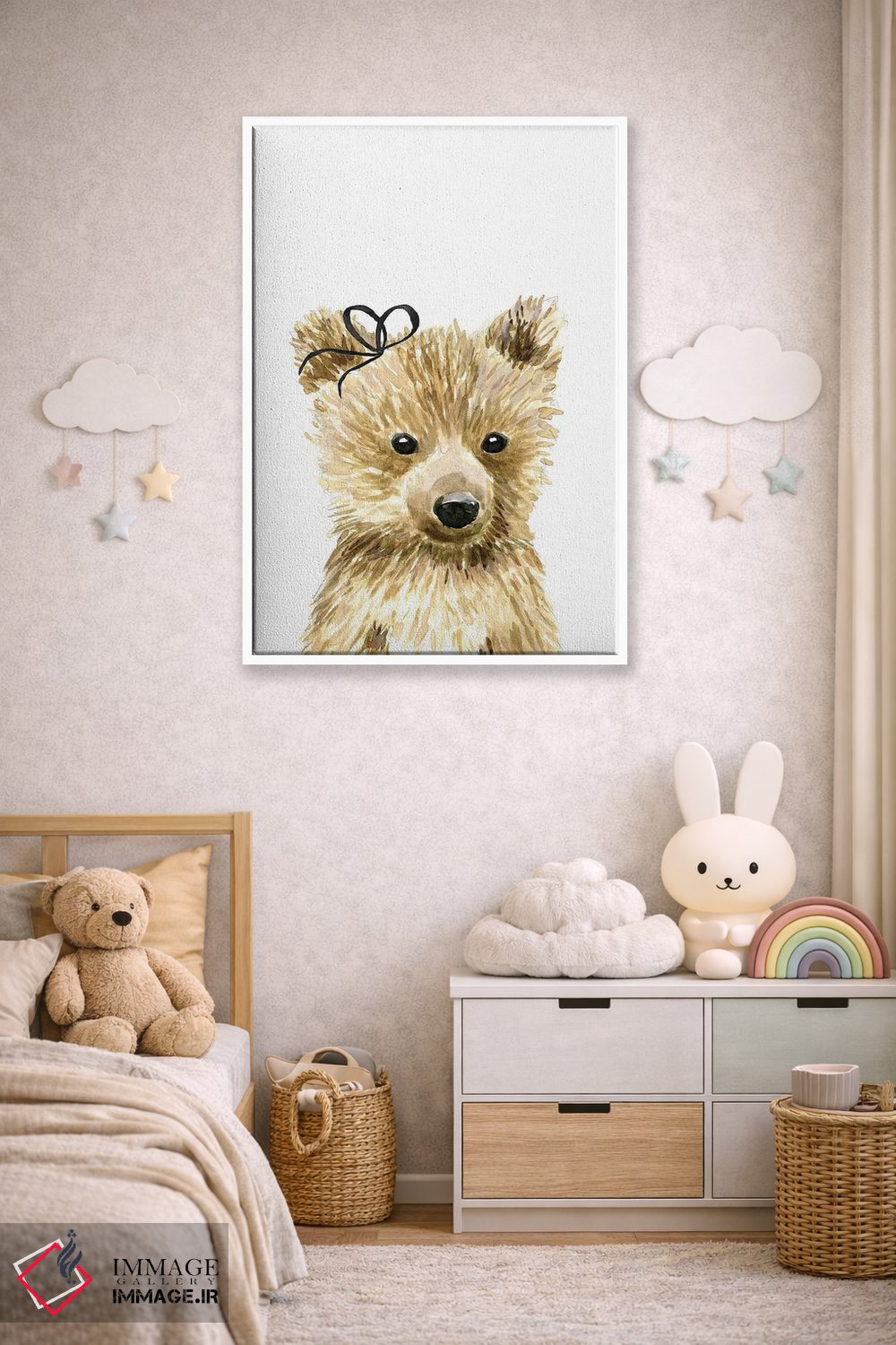 تابلو دکوراتیو خرس با پاپیون اثر مرسدس لوپز چارو - D3W