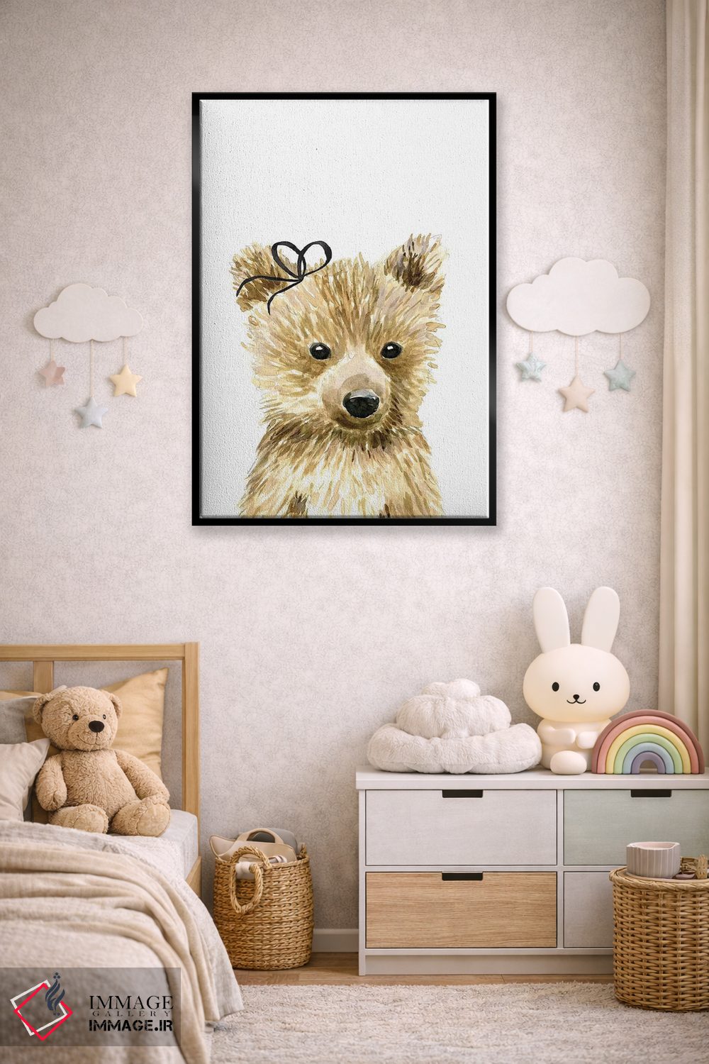 تابلو دکوراتیو خرس با پاپیون اثر مرسدس لوپز چارو - D5B