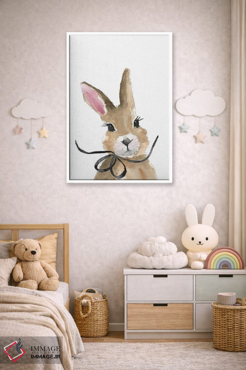 تابلو دکوراتیو خرگوش با پاپیون اثر مرسدس لوپز چارو - D4W