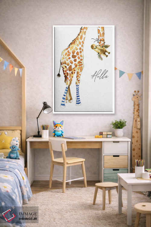 تابلو دکوراتیو زرافه با جوراب اثر مرسدس لوپز چارو - D1W