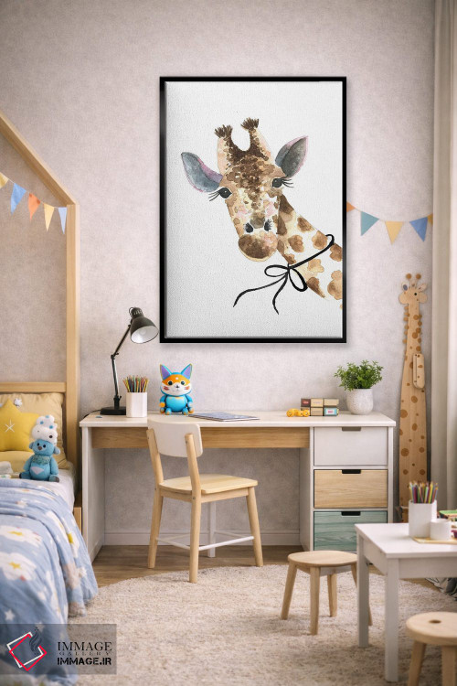 تابلو دکوراتیو زرافه با پاپیون اثر مرسدس لوپز چارو - D2B