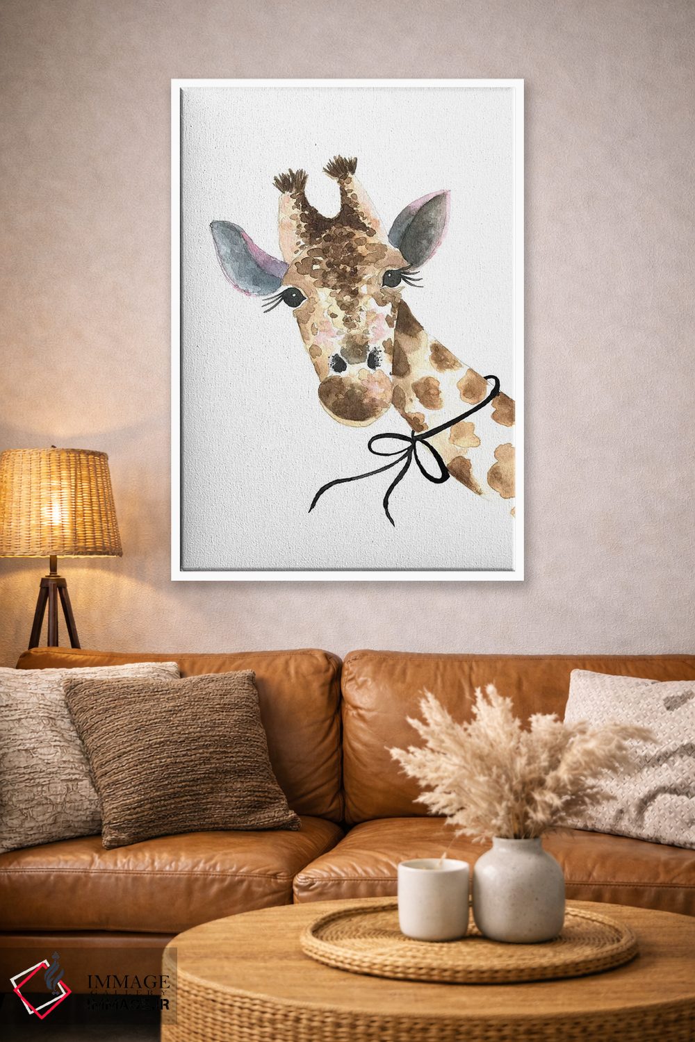 تابلو دکوراتیو زرافه با پاپیون اثر مرسدس لوپز چارو - D3W