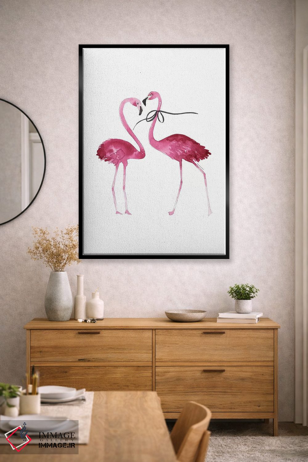 تابلو دکوراتیو جفت فلامینگو اثر مرسدس لوپز چارو - D1B