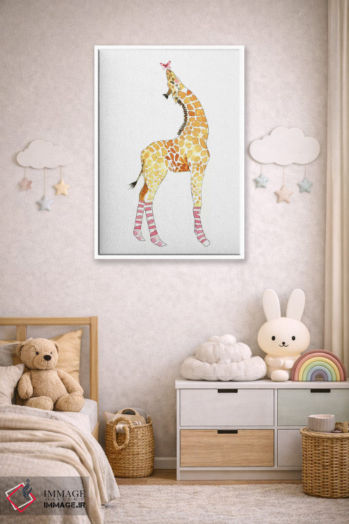 تابلو دکوراتیو زرافه با پروانه اثر مرسدس لوپز چارو - D4W