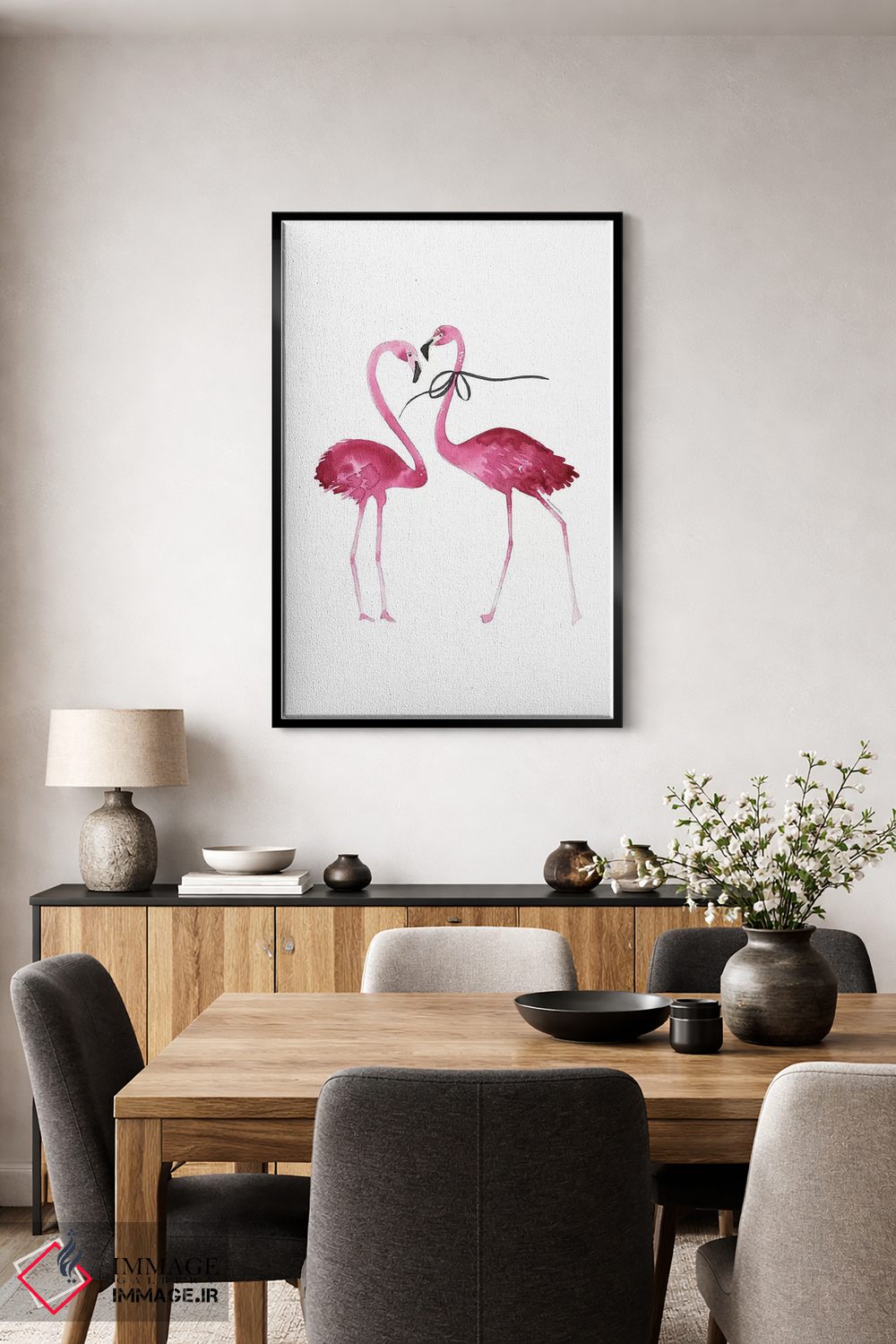 تابلو دکوراتیو جفت فلامینگو اثر مرسدس لوپز چارو - D3B