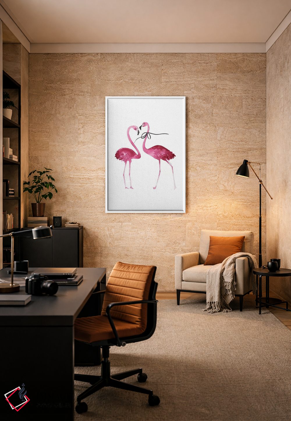 تابلو دکوراتیو جفت فلامینگو اثر مرسدس لوپز چارو - D6W