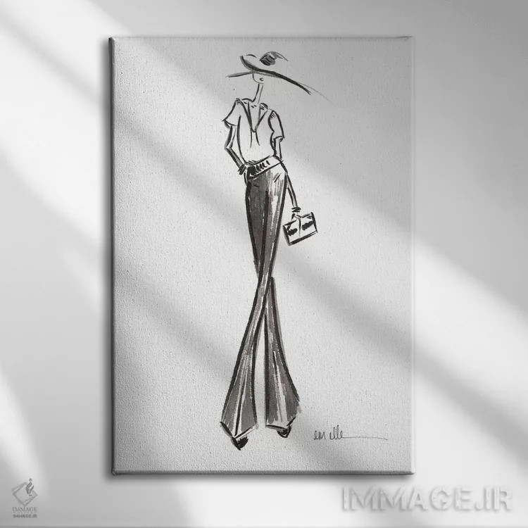 تابلو مینیمال با گام استوار اثر ام ال - نمای روبهرو روی دیوار